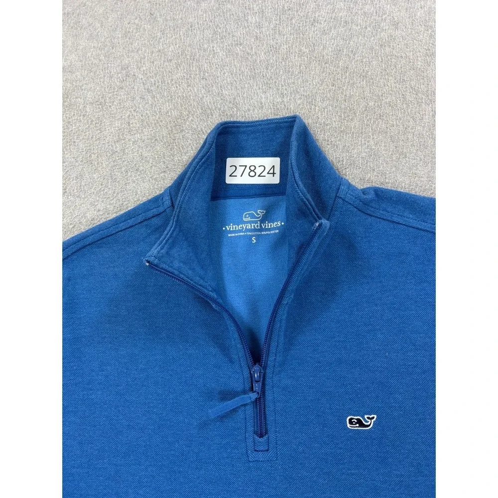 Vineyard Vines‎ Classic Whale 1/4 Zip Cotton Blend Sweater (Men's Small) Blue